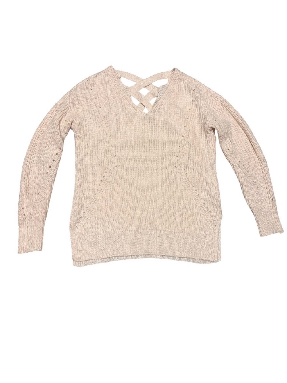 V-Neck Knit Sweater with Crisscross Back Detail